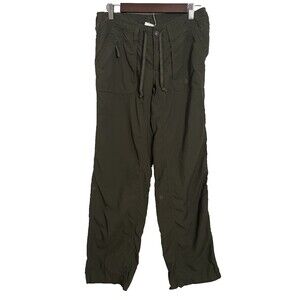North Face Nylon Pants Womens 8 Green Hiking Active Roll Up Tab Drawstring